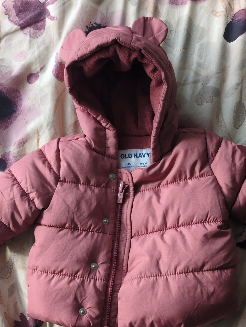 Old Navy Dusty Rose Toddler Puffer Coat with Hood